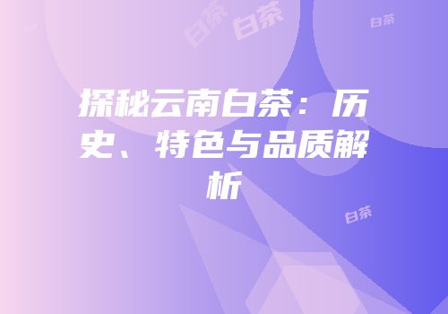 探秘云南白茶：历史、特色与品质解析