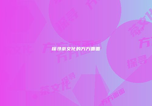 探寻茶文化的方方面面