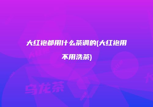 大红袍都用什么茶调的(大红袍用不用洗茶)
