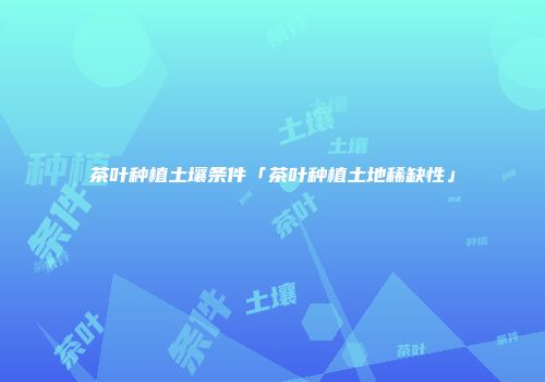 茶叶种植土壤条件「茶叶种植土地稀缺性」