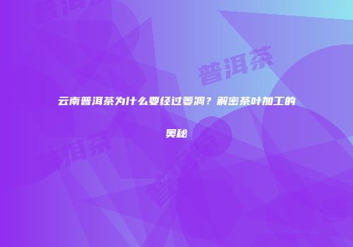 云南普洱茶为什么要经过萎凋？解密茶叶加工的奥秘