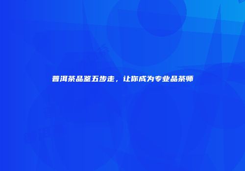 普洱茶品鉴五步走，让你成为专业品茶师