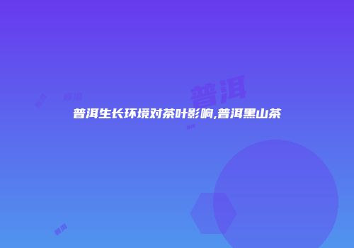 普洱生长环境对茶叶影响,普洱黑山茶