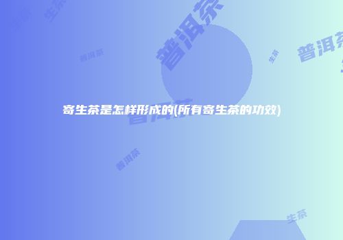 寄生茶是怎样形成的(所有寄生茶的功效)