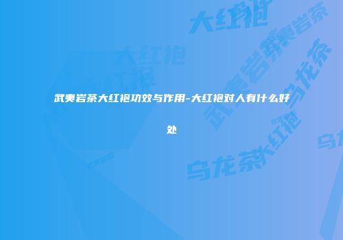 武夷岩茶大红袍功效与作用-大红袍对人有什么好处