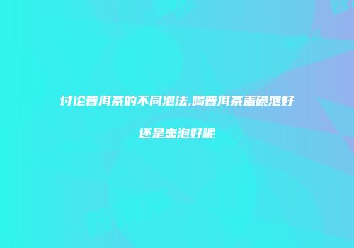 讨论普洱茶的不同泡法,喝普洱茶盖碗泡好还是壶泡好呢
