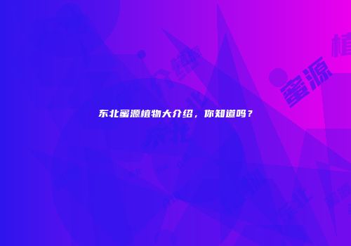 东北蜜源植物大介绍，你知道吗？