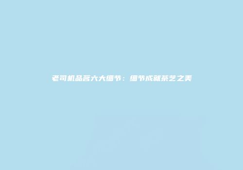 老司机品茗六大细节：细节成就茶艺之美