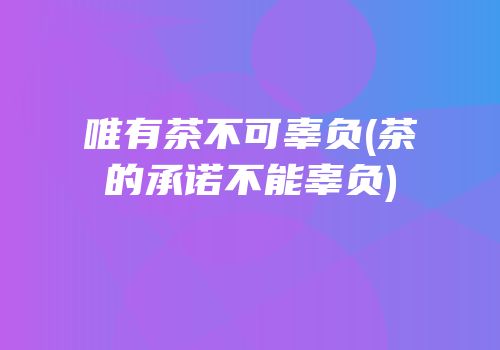 唯有茶不可辜负(茶的承诺不能辜负)