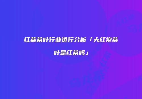 红茶茶叶行业进行分析「大红袍茶叶是红茶吗」