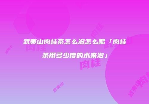 武夷山肉桂茶怎么泡怎么喝「肉桂茶用多少度的水来泡」