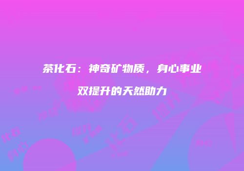 茶化石：神奇矿物质，身心事业双提升的天然助力