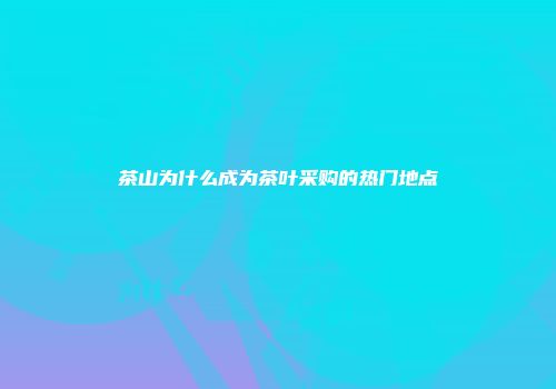 茶山为什么成为茶叶采购的热门地点