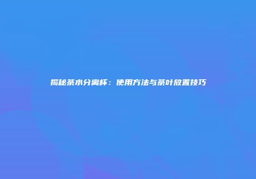 揭秘茶水分离杯：使用方法与茶叶放置技巧
