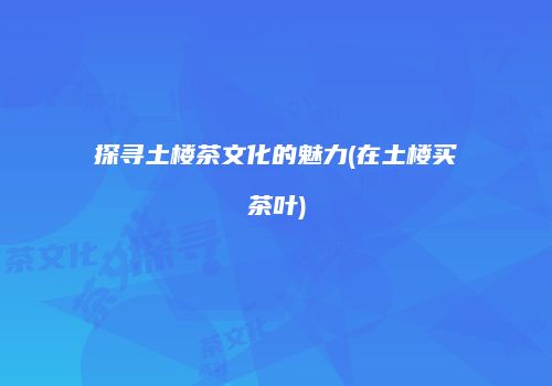 探寻土楼茶文化的魅力(在土楼买茶叶)