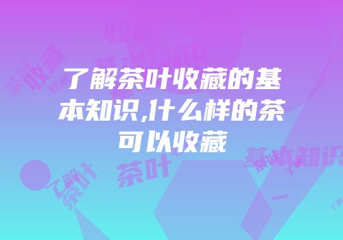 了解茶叶收藏的基本知识,什么样的茶可以收藏