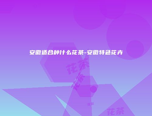 安徽适合种什么花茶-安徽特色花卉