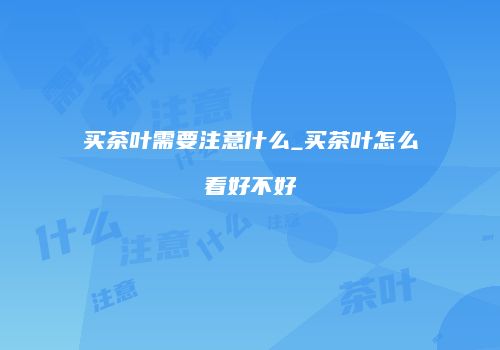 买茶叶需要注意什么_买茶叶怎么看好不好