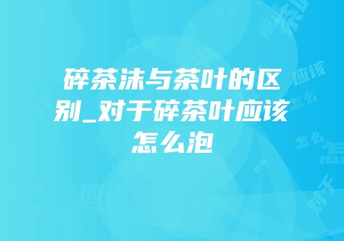 碎茶沫与茶叶的区别_对于碎茶叶应该怎么泡
