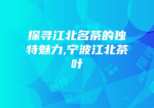 探寻江北名茶的独特魅力,宁波江北茶叶