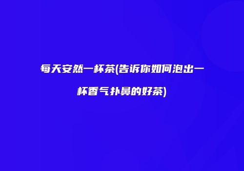 每天安然一杯茶(告诉你如何泡出一杯香气扑鼻的好茶)