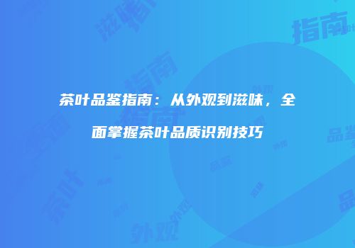 茶叶品鉴指南：从外观到滋味，全面掌握茶叶品质识别技巧