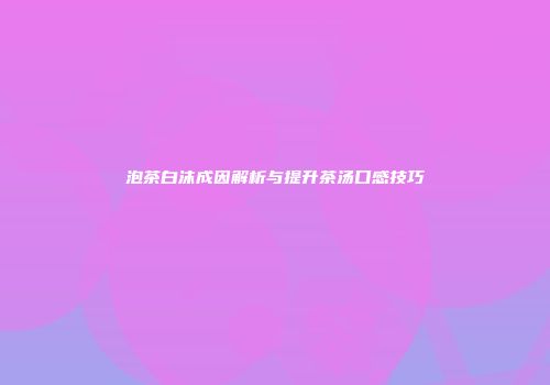 泡茶白沫成因解析与提升茶汤口感技巧