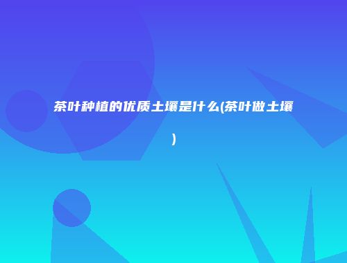 茶叶种植的优质土壤是什么(茶叶做土壤)