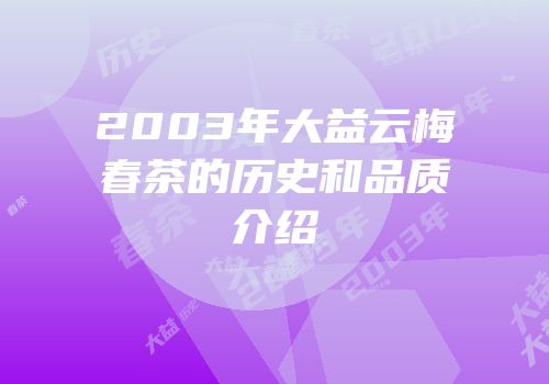 2003年大益云梅春茶的历史和品质介绍