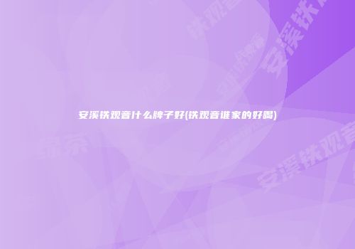 安溪铁观音什么牌子好(铁观音谁家的好喝)