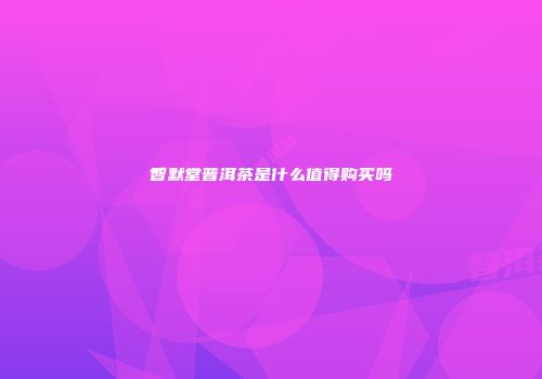 智默堂普洱茶是什么值得购买吗