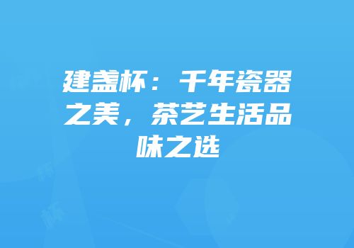 建盏杯：千年瓷器之美，茶艺生活品味之选