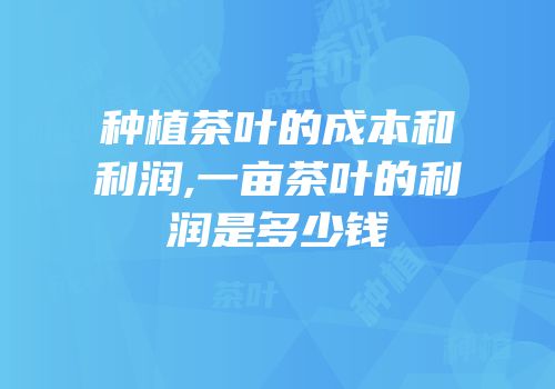 种植茶叶的成本和利润,一亩茶叶的利润是多少钱