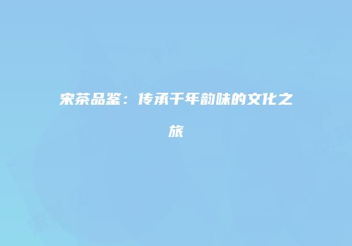宋茶品鉴：传承千年韵味的文化之旅