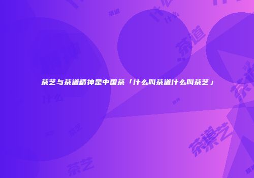 茶艺与茶道精神是中国茶「什么叫茶道什么叫茶艺」