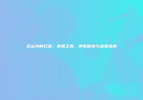 正山小种红茶：鼻祖之美，冲泡秘诀与品鉴指南