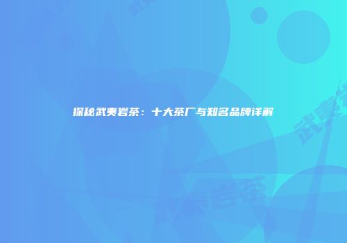 探秘武夷岩茶：十大茶厂与知名品牌详解