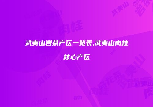 武夷山岩茶产区一览表,武夷山肉桂核心产区