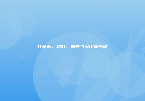 桂花茶：功效、属性与多用途探秘