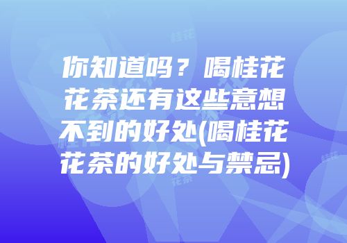 你知道吗？喝桂花花茶还有这些意想不到的好处(喝桂花花茶的好处与禁忌)