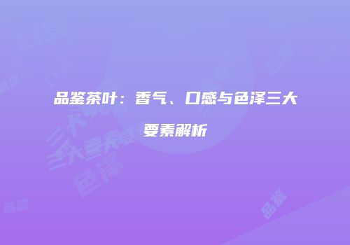 品鉴茶叶：香气、口感与色泽三大要素解析