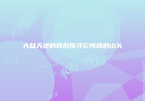 大益天地的背后探寻它所属的山头