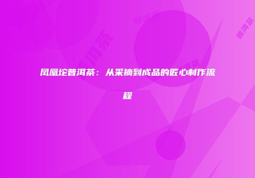 凤凰坨普洱茶：从采摘到成品的匠心制作流程