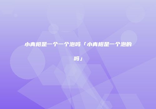 小青柑是一个一个泡吗「小青柑是一个泡的吗」