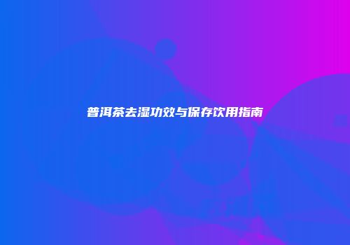 普洱茶去湿功效与保存饮用指南