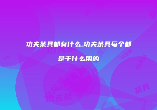 功夫茶具都有什么,功夫茶具每个都是干什么用的