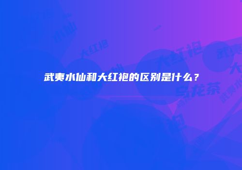 武夷水仙和大红袍的区别是什么？
