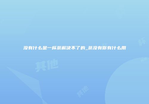 没有什么是一杯茶解决不了的_茶没有你有什么用