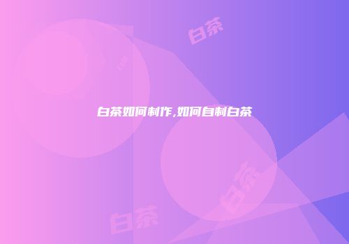 白茶如何制作,如何自制白茶
