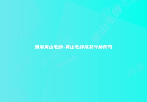 明前黄山毛峰-黄山毛峰陈茶叶能喝吗